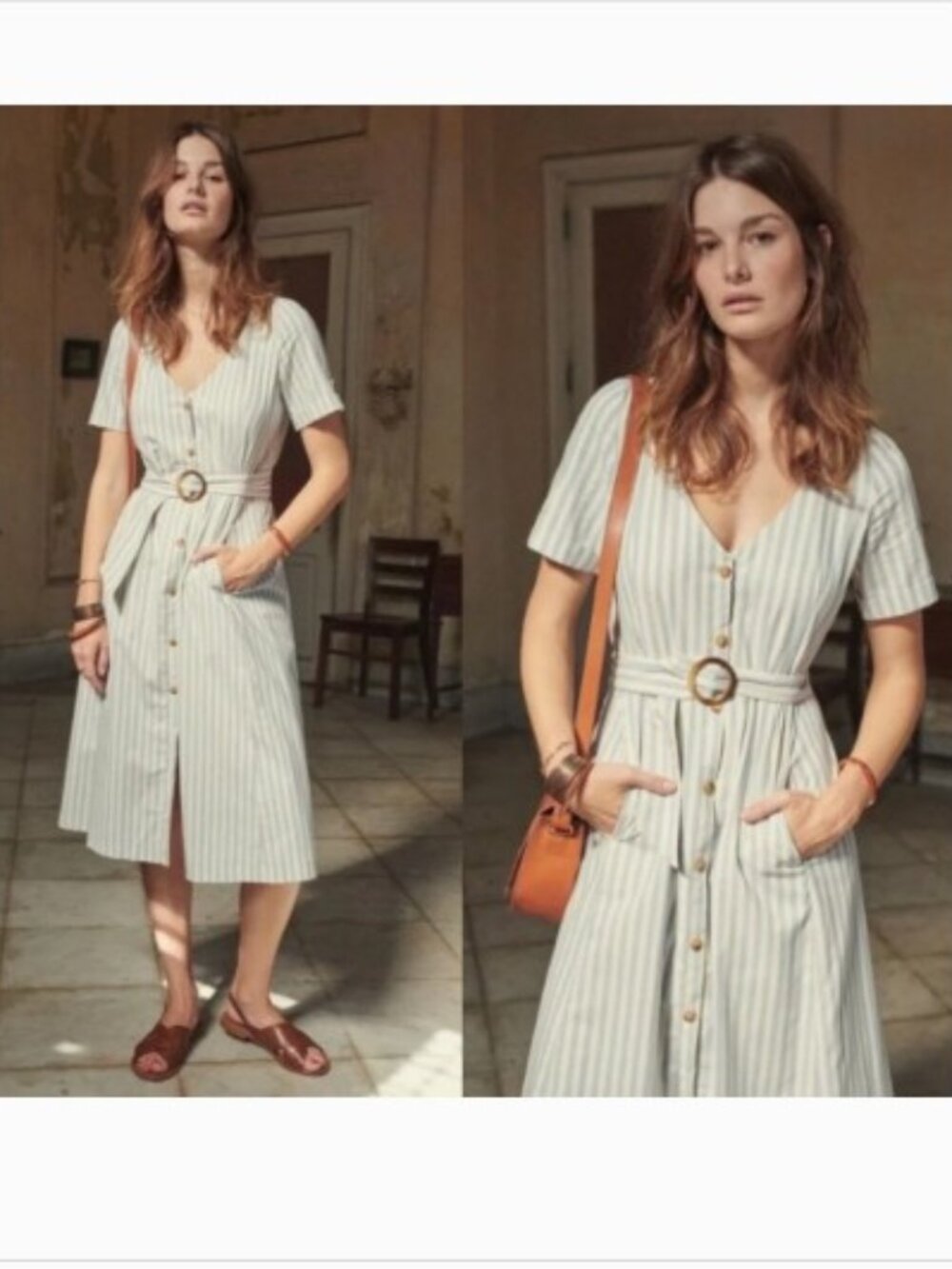 Sezanne Marianna Blue Striped Button Down Dress
